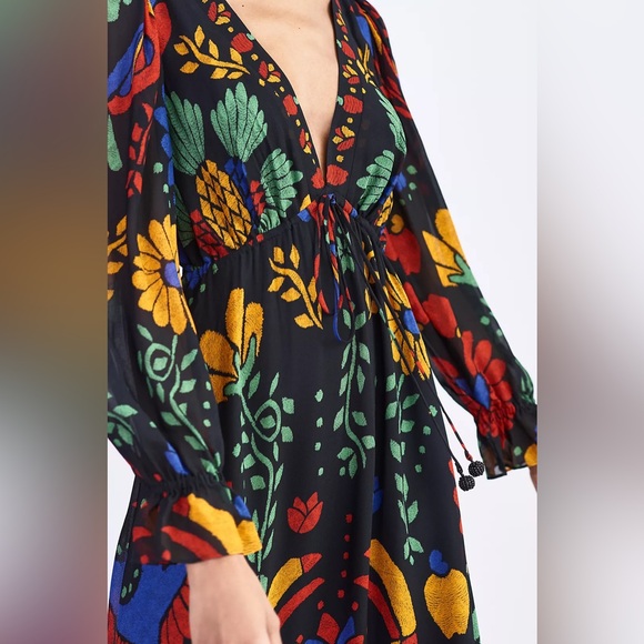 Anthropologie Georgette farm Rio Black Maxi Dress with Multicolor Floral XL - Picture 5 of 9